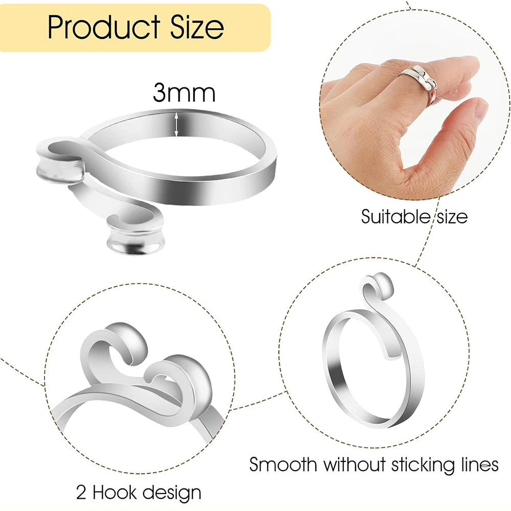 2pcs Adjustable Knitting Crochet Loop Ring Knittied Yarn Guide Finger Faster Holder Thimble Crocheters Thread Ring Sewing Tools Beauty World Shop