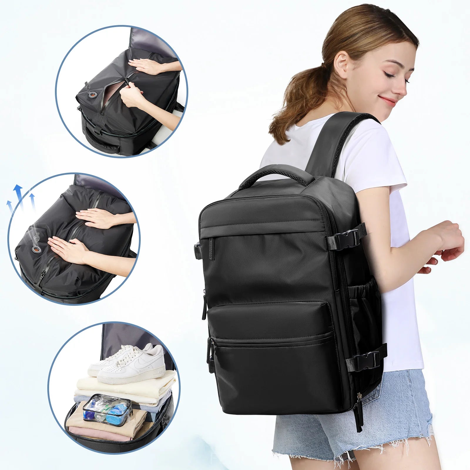 Vacuum Backpack Travel Bag for Men Large Capacity Backpack Business Laptop Backpack Women Men Expandable Backpack School Bag Beauty World Shop