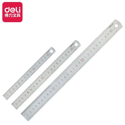 Deli Stainless Steel Ruler for Students And Woodworkers Straight Edge Measuring Tool for Drawing And Drafting 15/20/30/50cm Beauty World Shop