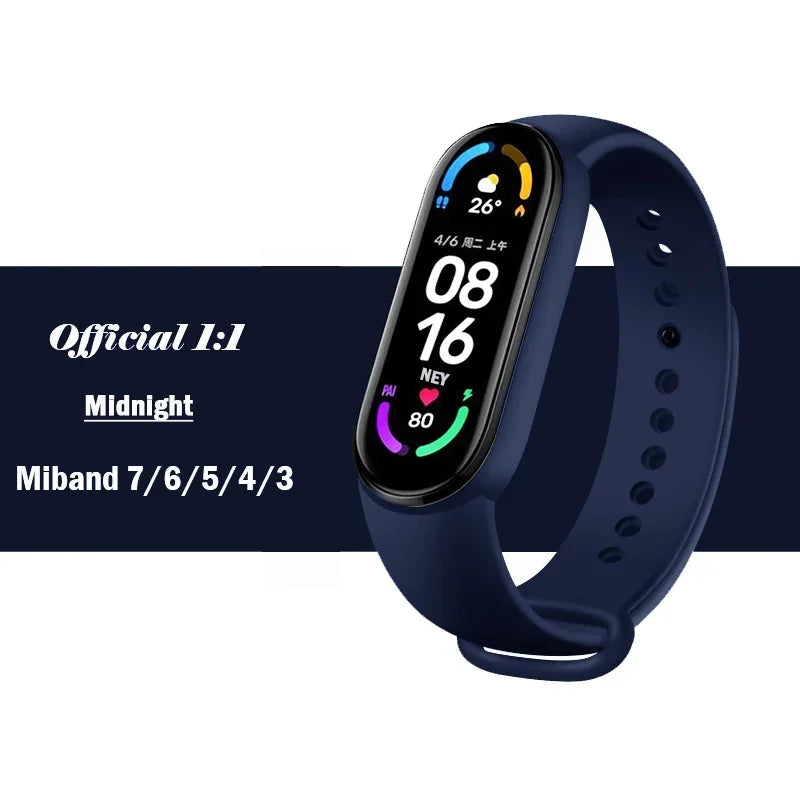 official Silicone Strap For Xiaomi Mi Band 4 5 6 7 Bracelet Sport Watch Wristband Miband4 miband7 Correa Mi band 3 4 5 6 7 Band Beauty Fashion