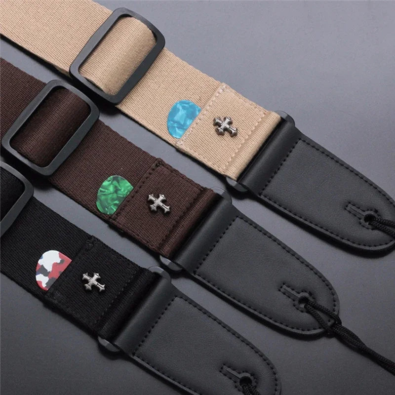 Electric Guitar Strap Acoustic Folk Guitarra Belt Straps Vintage Cross Personality Guitar Straps Pick Pocket Guitar Accessories Beauty World Shop