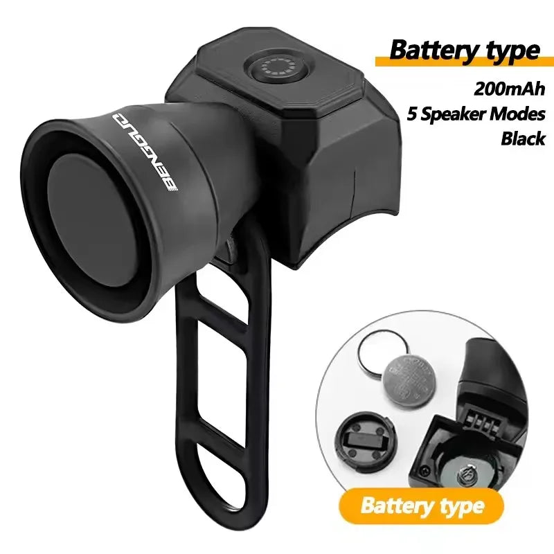 Bicycle Horn Mountain Bike Battery/USB Charging Waterproof Electronic Bike Bell Riding Equipment Children's Scooter Accessories Beauty World Shop