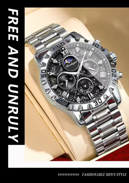 POEDAGAR Luxury Man Watch Waterproof Luminous Stainless Steel Quartz Men's Wristwatch Chronograph Military Watches For Men Reloj Beauty World Shop