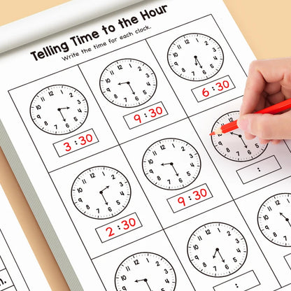 32 Page Telling Time Exercise Time Cognition Book Interactive Game Book about Time Fun Time Game Drawing Learning Book Beauty World Shop
