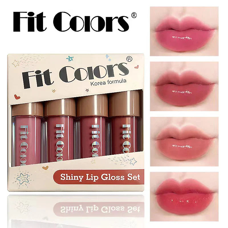 Fit Colors Velvet Lip Gloss Set — 4-Piece Non-Transfer, Diamond Finish, Long-Lasting Lip Gloss Collection Beauty Trend Shop