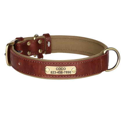 Custom ID Name Dog Collar PU Leather Dogs Collars Adjustable Pet Necklace Padded for Small Medium Large Dogs Pug Free Engraving
