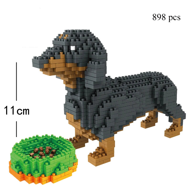 KNEW BUILT Dog Model Mini Building Block Toys Set for Kid Boy Girls Adult Beginner Teddy Hughes Corgi Collie Pet Style Bricks Beauty World Shop