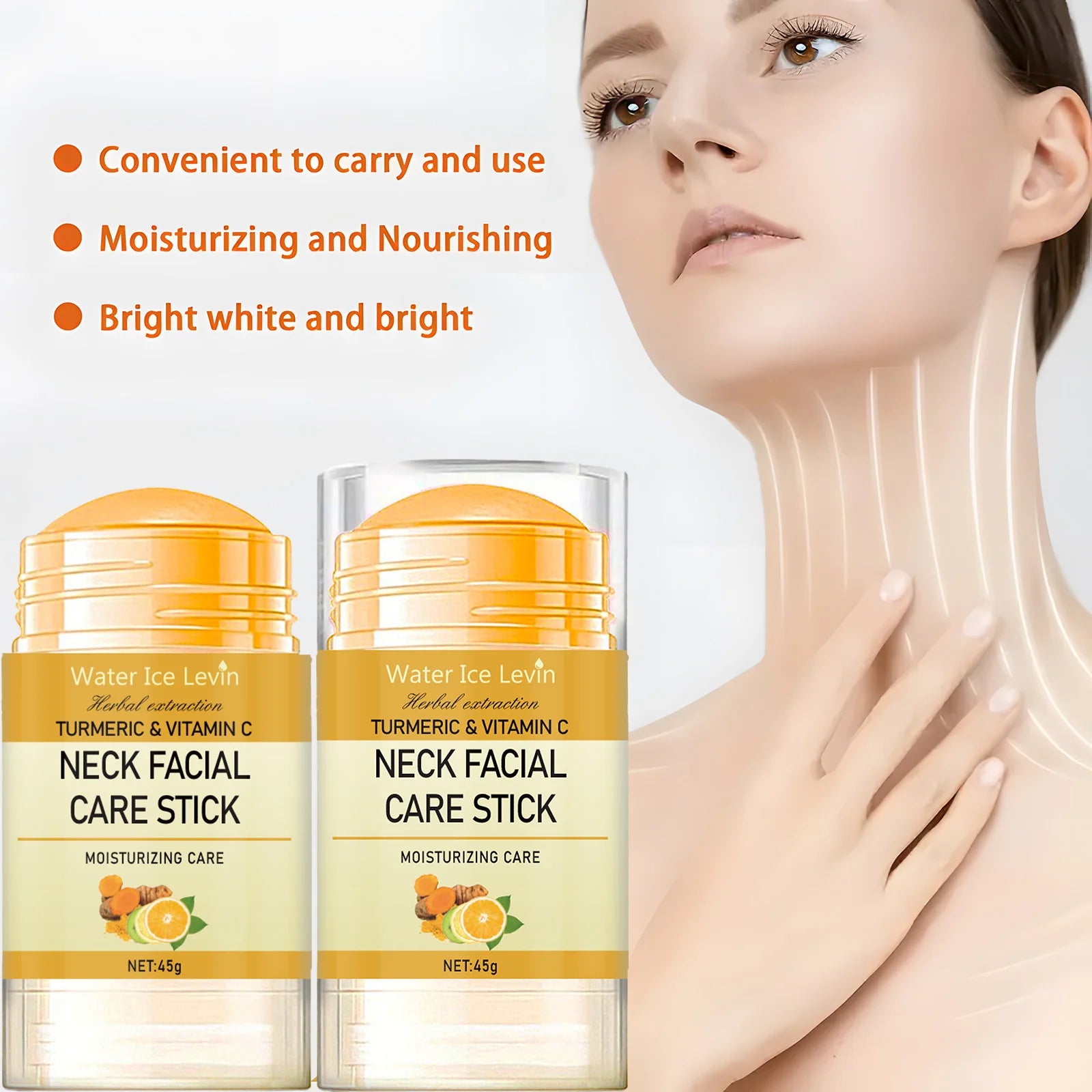 Turmeric & Vitamin C Neck Care Stick, Moisturizes with Herbal Extracts for Smooth, Glowing, Elastic Neck Skin Beauty World Shop