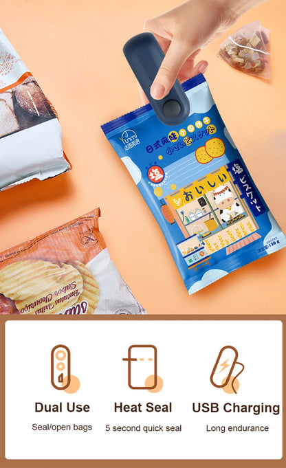 Mini Heat Bag Sealing Machine Package Sealer Bags Plastic Food Sealer Clip Bag Handheld Sealer Food Packaging Heat Sealer Beauty World Shop
