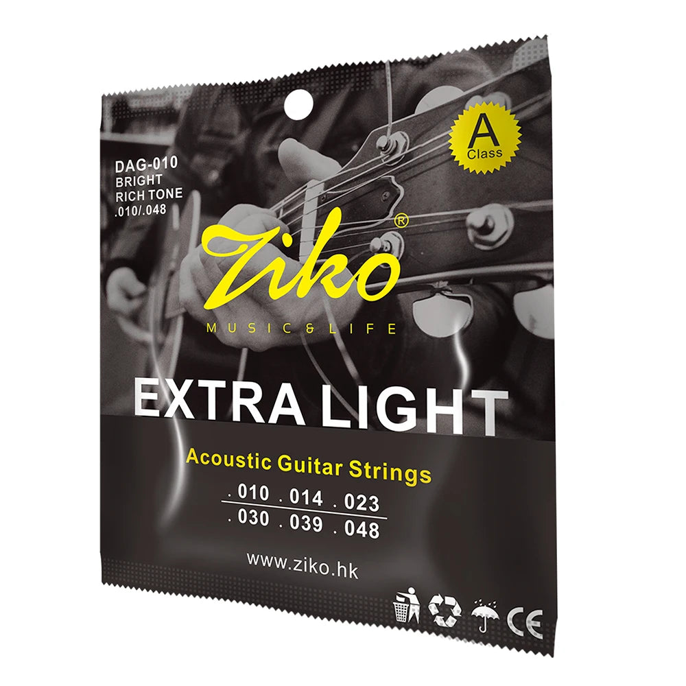 ZIKO DAG-010 6Pcs/Set Acoustic Guitar Strings Steel Core Copper Wound Guitarra Strings Acoustic Guitar Parts & Accessories Beauty World Shop