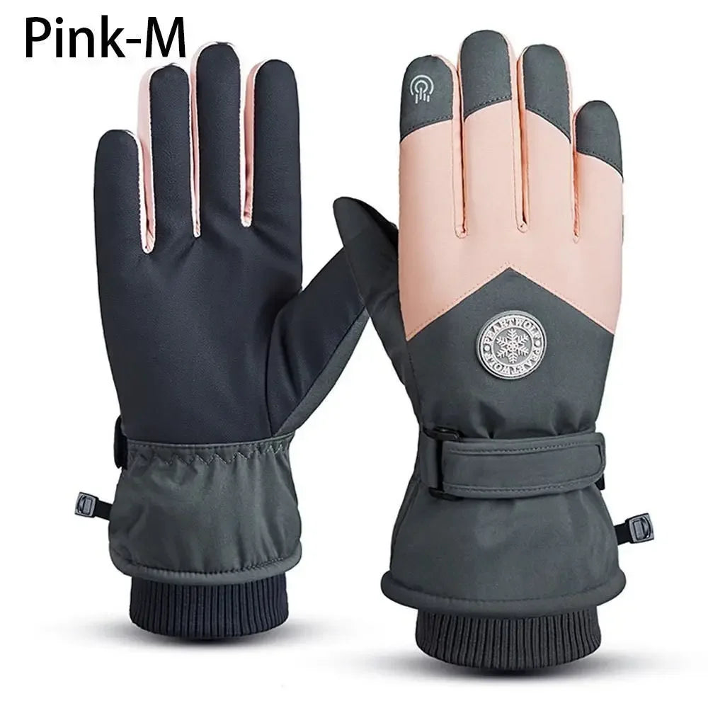 Winter Snowboard Ski Gloves PU Leather Non-slip Touch Screen Waterproof Motorcycle Cycling Fleece Warm Riding Gloves Beauty World Shop