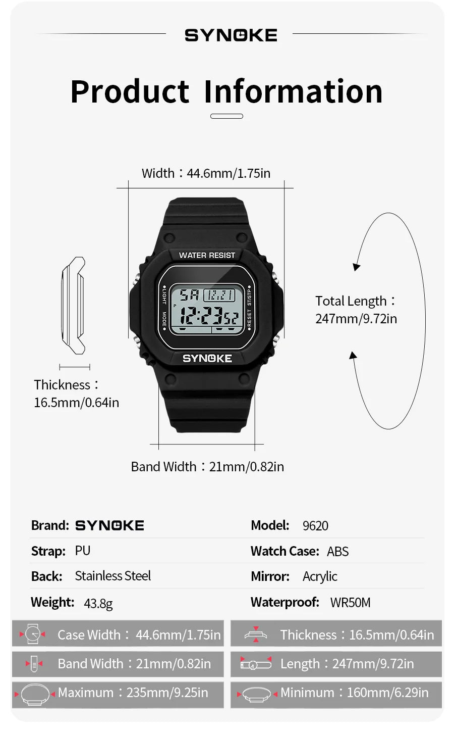 SYNOKE Outdoor Military Digital Watch For Men Fashion Retro Men Watch Sports Waterproof Men Watch Multifunctional Luminous Beauty World Shop