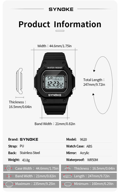 SYNOKE Outdoor Military Digital Watch For Men Fashion Retro Men Watch Sports Waterproof Men Watch Multifunctional Luminous Beauty World Shop