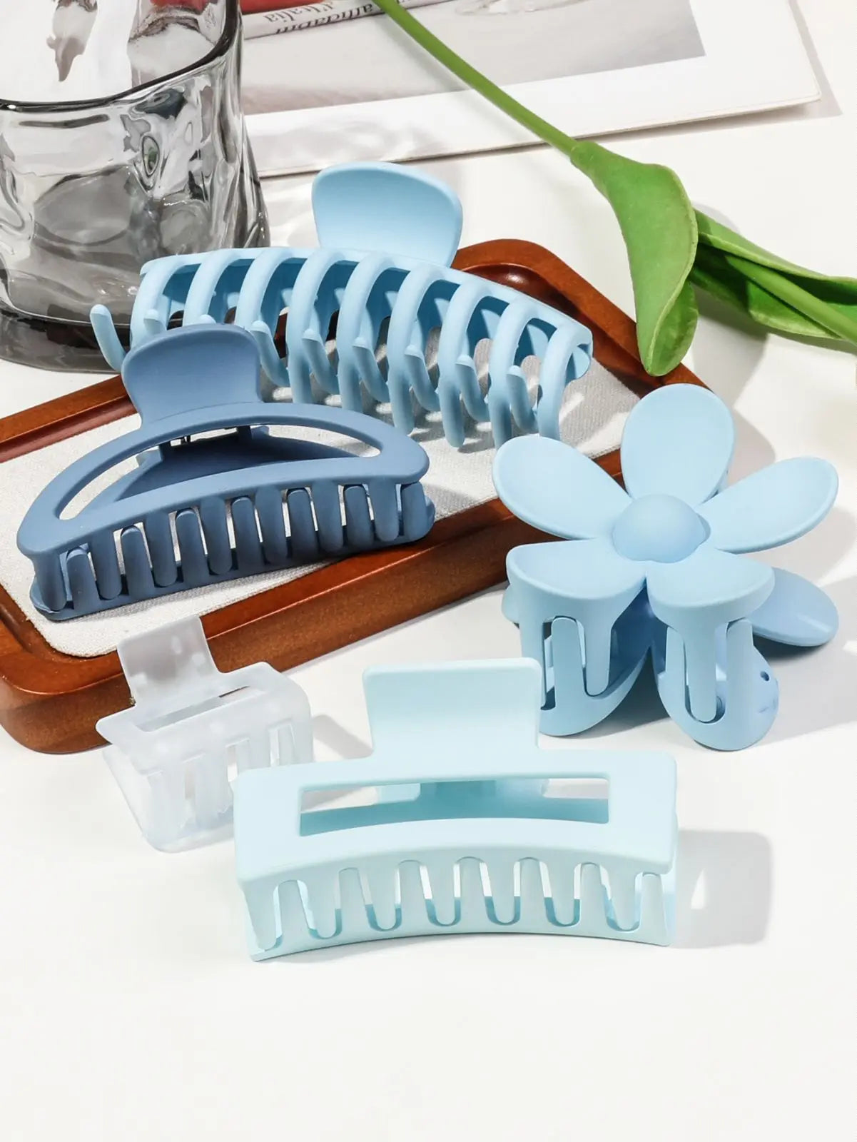 5 Pcs Mixed Colors And Shapes Big Hair Claw Clips for Women Girls Thin Thick Curly Hair, Strong Hold Jaw Clips. Beauty World Shop
