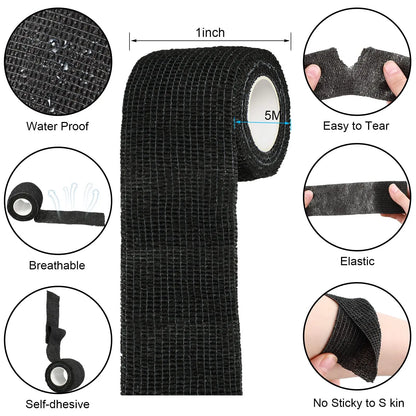 Wholesale Black Tape Tattoo Handle Bandage Anti-slip Athletic Nonwoven Waterproof Disposable Self-adhesive Elastic Bandage Beauty Trend Shop