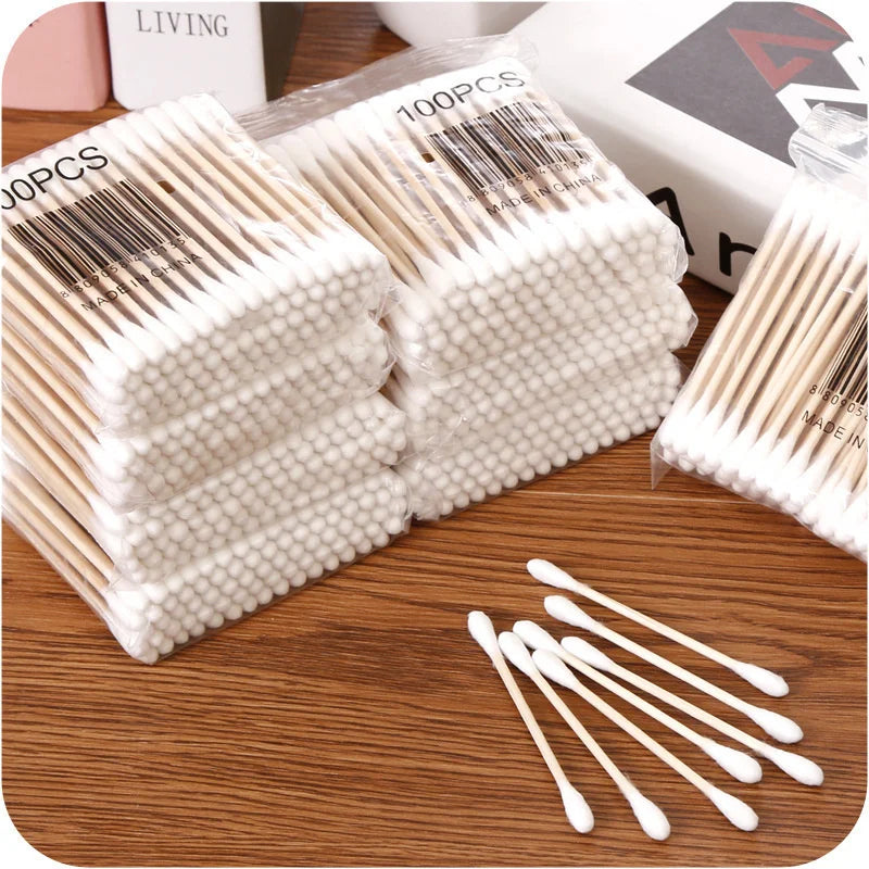 100/500/1000/2000pcs Double Head Women Makeup Cotton Buds Tip Cotton Swab For Wood Sticks Nose Ears Cleaning Health Care Tools Beauty World Shop