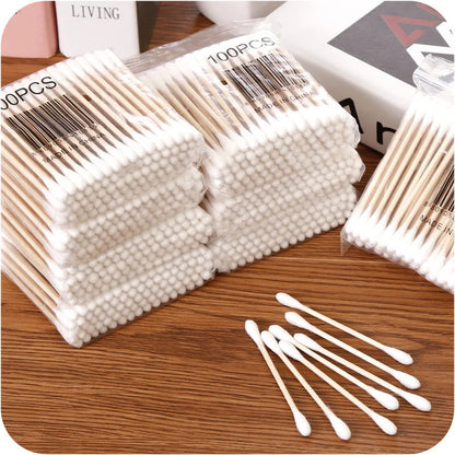 100/500/1000/2000pcs Double Head Women Makeup Cotton Buds Tip Cotton Swab For Wood Sticks Nose Ears Cleaning Health Care Tools Beauty World Shop
