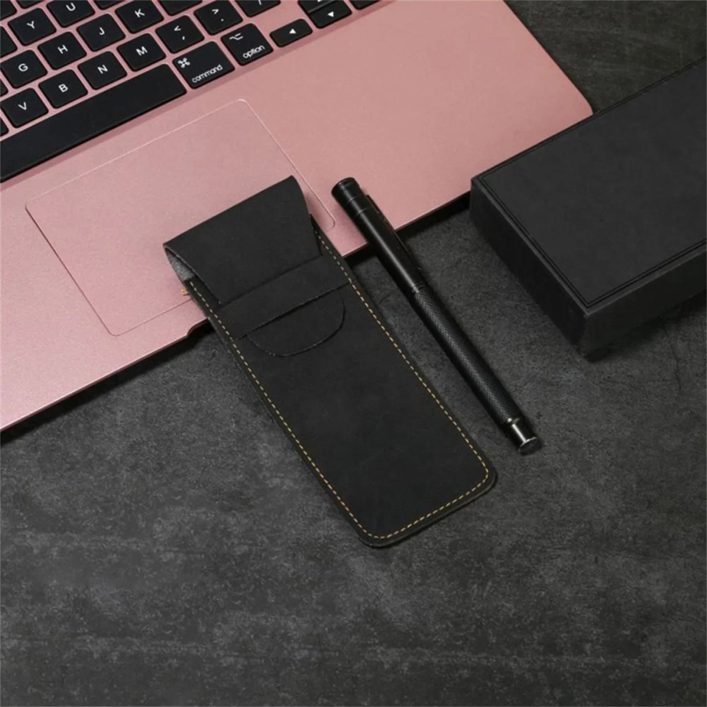 Vintage Frosted PU Leather Flap Pen Case High-end Fountain Pen Protective Sleeve Large Capacity Double Set of Pen Case Beauty World Shop