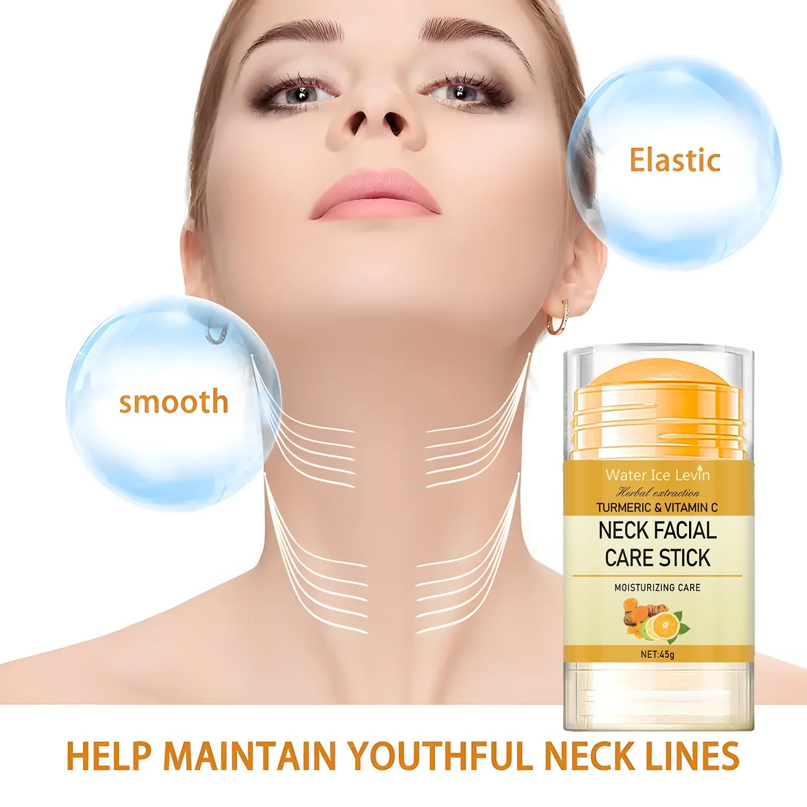 Turmeric & Vitamin C Neck Care Stick, Moisturizes with Herbal Extracts for Smooth, Glowing, Elastic Neck Skin Beauty World Shop