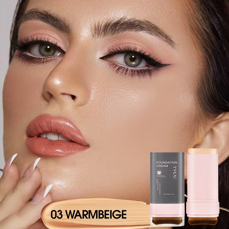 TVLV Concealing Foundation Stick: 5 Shades with Built-In Brush - Cream Finish, Lightweight and Waterproof Formula, Beauty Trend Shop