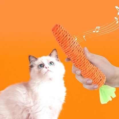 Cat Toy Carrot Sound Pet Products Bite Resistant Paper Rope Scratcher Clean Teeth Interactive Play Cat Carrot Chew Toy for Cat Beauty World Shop