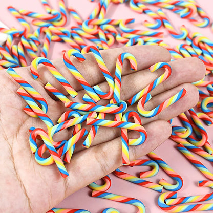 10/30/50Pcs Mini Candy Cane Christmas Decoration Red White Resin Candy DIY Crafts Xmas Pendant Navidad Home Decor 2025 New Year Beauty World Shop