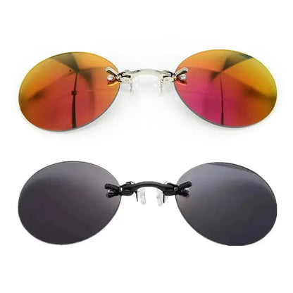  VIEWRING1-2PCS Clip On Nose Glasses Round Rimless Matrix Morpheus Sunglasses Mini Frameless Vintage Men Eyeglasses Beauty World Shop