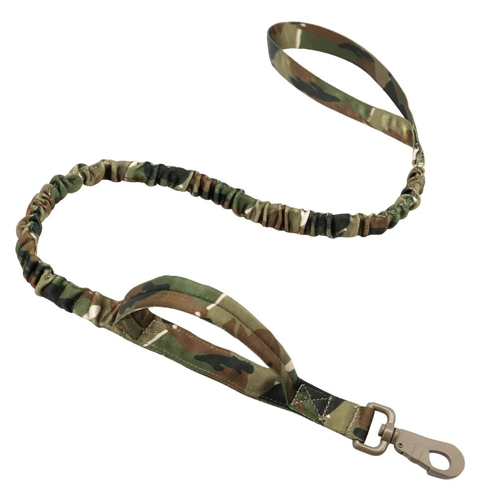 Military Tactical Dog Leash Training Adjustable Quick Release Elastic Leads Rope With 2 Control Handle For Medium And Small Dogs