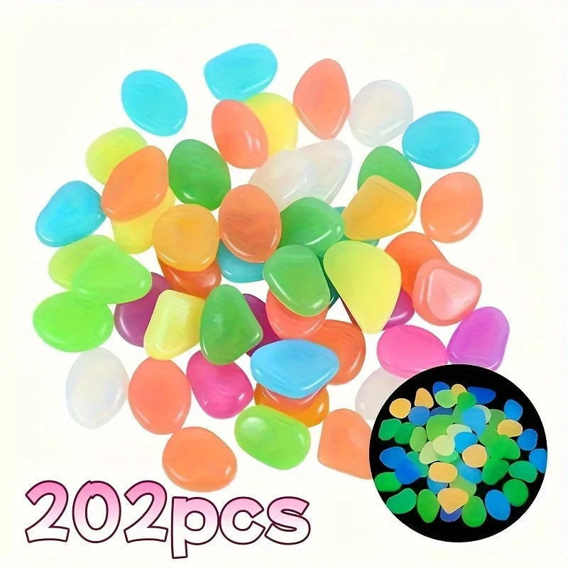 100pcs Glow In The Dark Pebbles, Resin Luminous Stones For Landscape, Garden Paths, Potted Plants, Parks, Aquarium Decor, Beauty World Shop