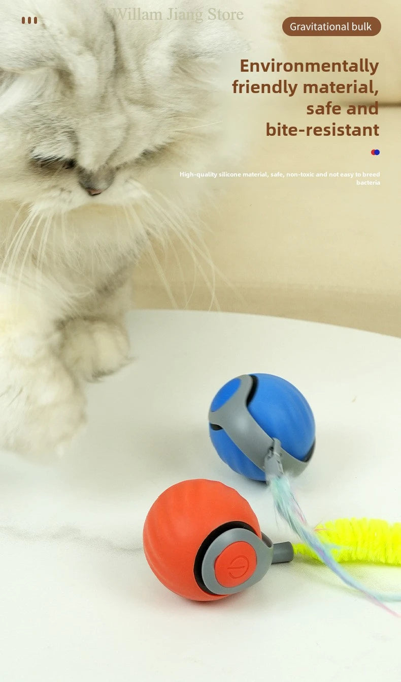Smart Cats Toy Ball Electric Ball for Cats With Feather Teaser Intelligent Automatic Movement Active Scrolling Pet Toys Supplies Beauty World Shop