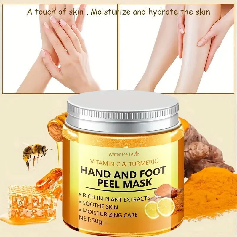 Vitamin c and turmeric hand wax mask for hands and feet, smoothing skin, gently cleansing hand mask, illuminating hand skin Beauty World Shop