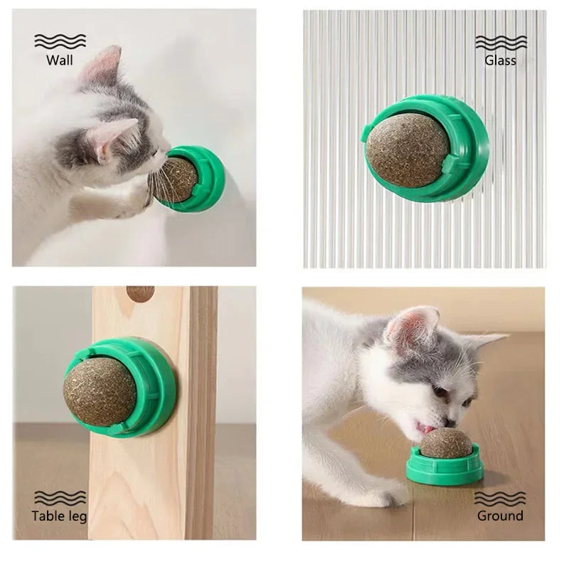 Catnip Cat Wall Stick-on Ball Toy Scratchers Treats Healthy Natural Removes Balls to Promote Digestion Cat Grass Snack Beauty World Shop