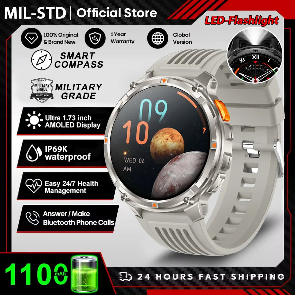 2026 New T-Rex3 Pro GPS Tracker 1100mAh Smartwatch Men 120-Day Standby Clock Rugged Outdoor Sport 10ATM Waterproof Call Watches Beauty World Shop
