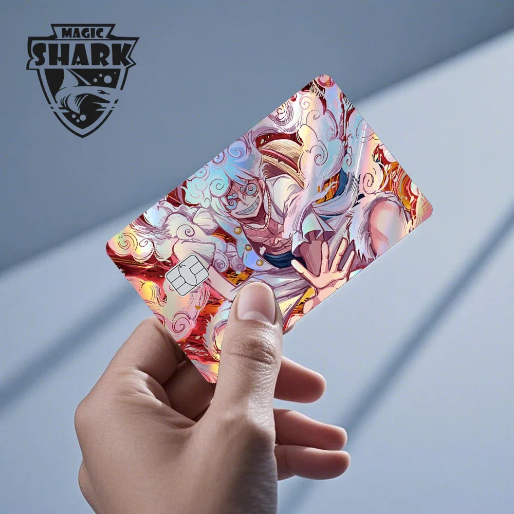 Magic Shark Luffy Zorro Ace Skull Anume Holographic Shinny Laser Sticker Film Skin for Credit Debit Card Beauty World Shop