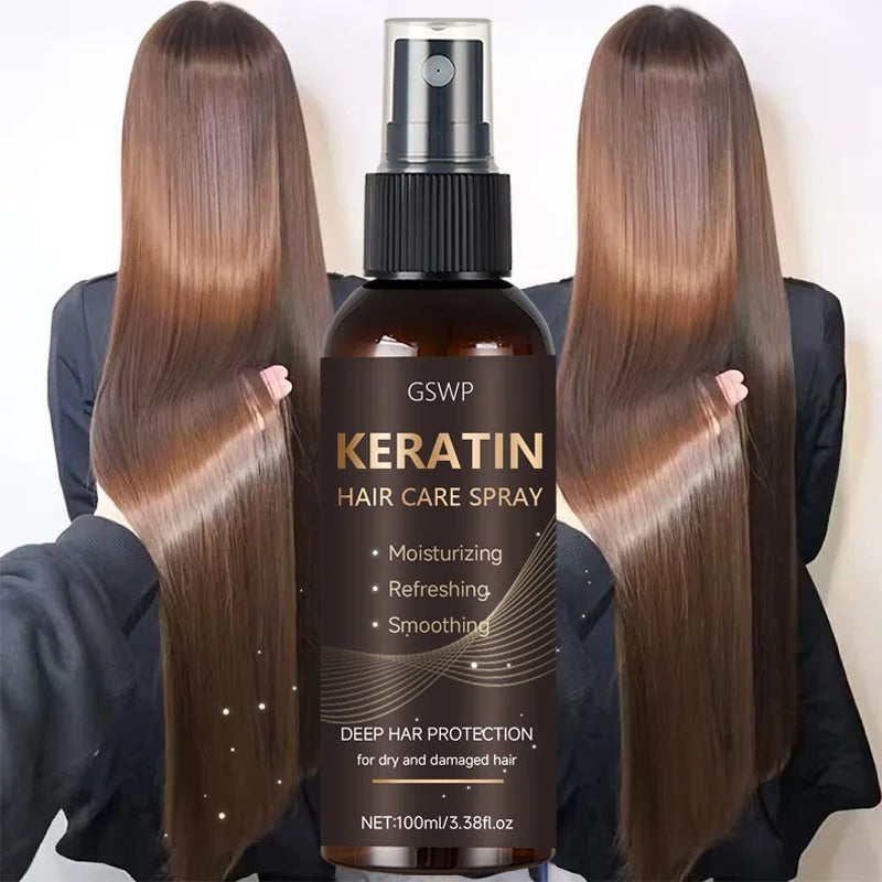 GSWP Keratin Hair Spray Contains Castor Oil and Argan Oil, Quickly Absorbed, Moisturize Hair, Leave It Non-Greasy. 100ml Beauty World Shop