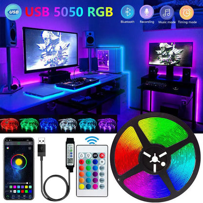 Bluetooth LED Strip Lights Smart SMD 5050 APP Remote Control Flexible Ribbon Diode Lamp Tape TV Backlights Game Room Home Decor Beauty Fashion