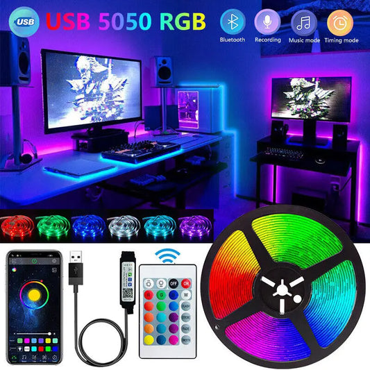 Bluetooth LED Strip Lights Smart SMD 5050 APP Remote Control Flexible Ribbon Diode Lamp Tape TV Backlights Game Room Home Decor Beauty Fashion