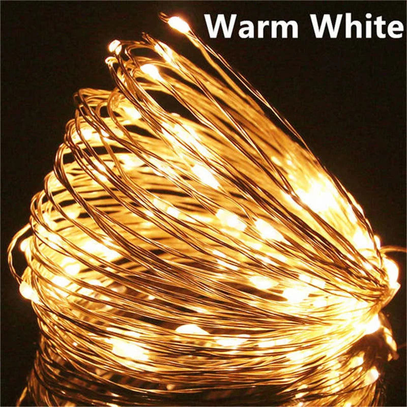 USB Led Fairy Lights Copper Wire String 20M 200LED Holiday Outdoor Lamp Garland For Christmas Tree Wedding Party Decoration Beauty World Shop