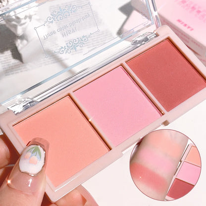 3-Color Cheek Red Plate Nude Makeup Natural Matte Milk Tea Orange Eye Shadow Makeup Lasting High Color Rendering Invisible Beauty World Shop