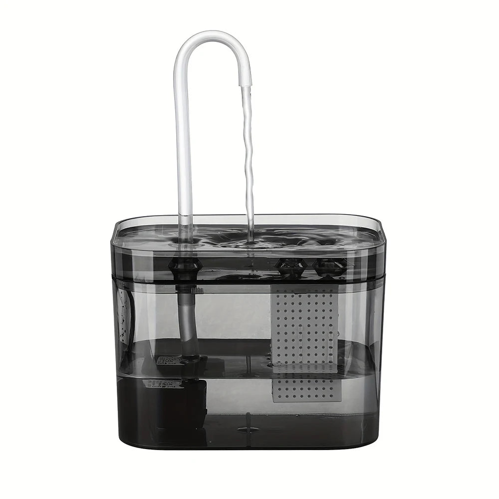 Cat Water Fountain with USB Auto Filter Recirculate Transparent Black Cat Drinker Ultra-Quiet Automatic Pet Drinking Dispenser