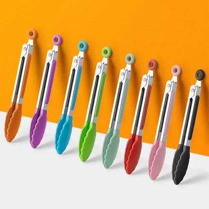 7 Inch Food Tongs Creative Non-slip BBQ Grilling Tongs Salad Bread Cooking Clip Clamp Serving Utensils Tongs Kitchen Accessories Beauty Trend Shop