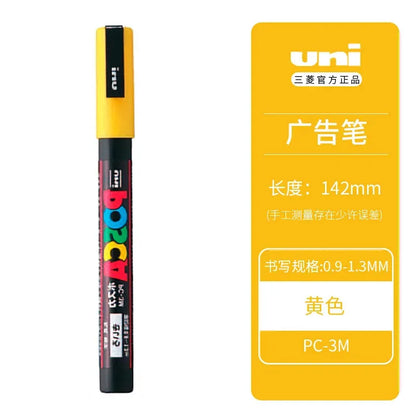 Uni Posca Full Marker PC-1M 3M 5M Multi-Colours Acrylic Permanente Rotulador Poster Graffiti Painting Pen For Fabric Rock Metal Beauty World Shop