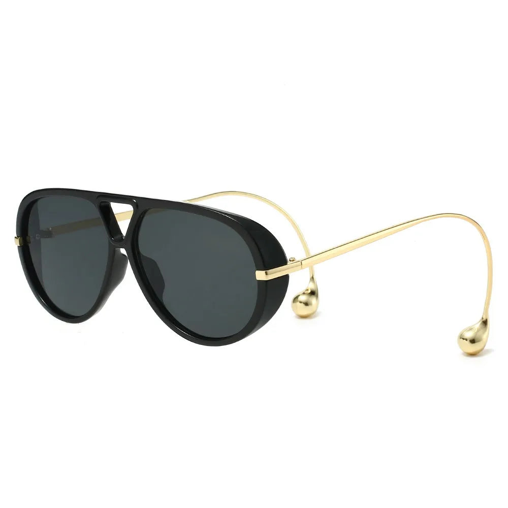 2025 European and American Fashion Sunglasses Male Pilot Double Beam Large Frame Metal New Sunglasses Female Beauty World Shop