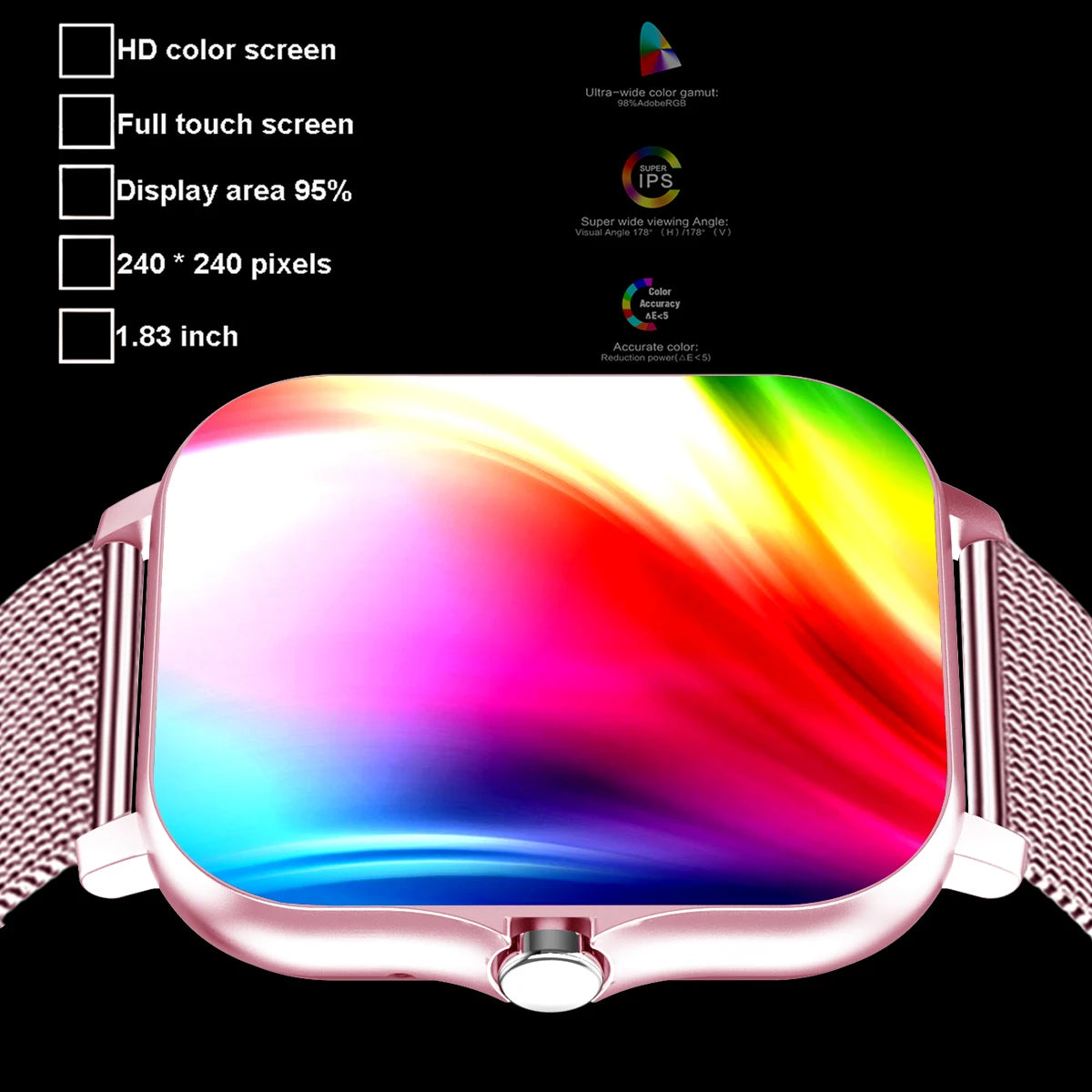 1.83'' Waterproof Smart Watch with Message Answer Call Sleep Monitoring Sports Pedometer Information Alerts For iPhone Android Beauty World Shop