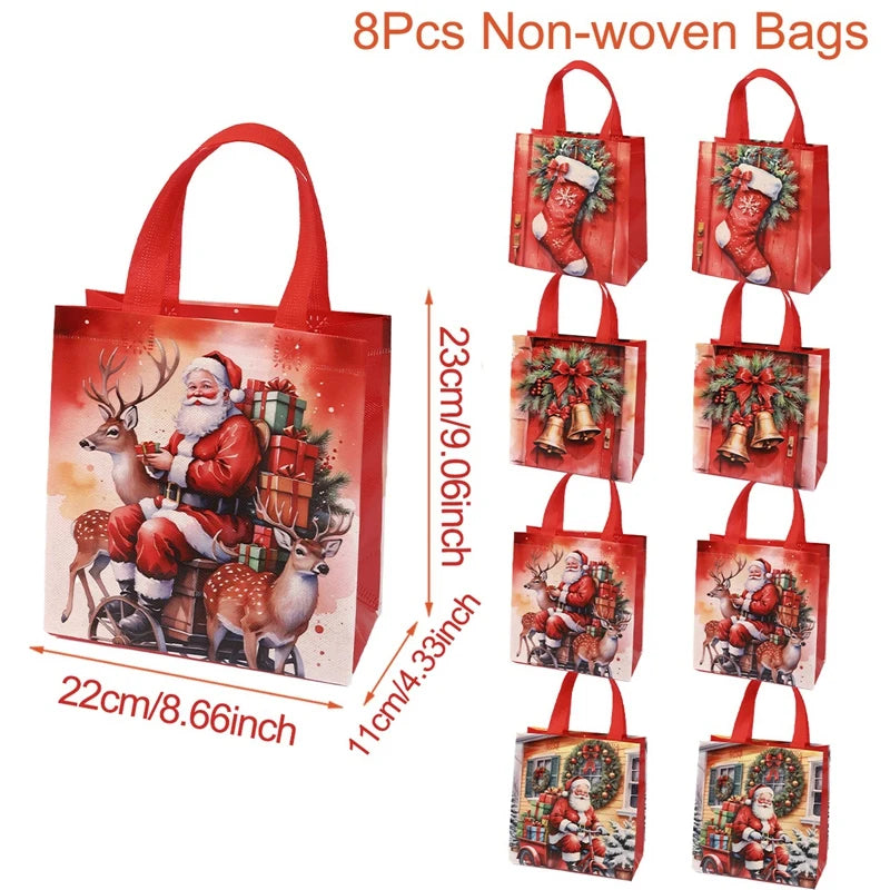 4pcs Christmas Gift Bags Santa Claus Snowman Non-Woven Christmas Tote Bag with Handles Christmas Decorations For Home 2025 Gifts Beauty World Shop