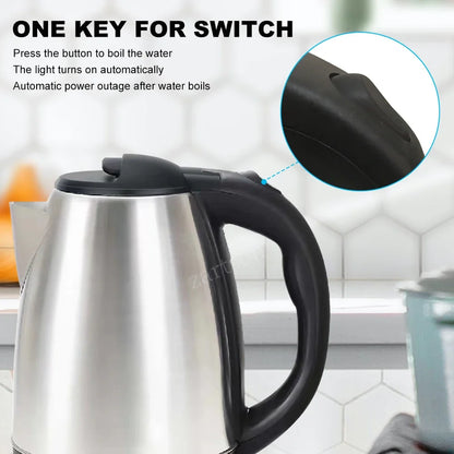 2.0L stainless steel electric kettle Silver gray Base Separation Desion Rust-resistant Durable for Home Office During Travel Beauty World Shop
