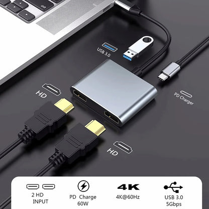 4k Uhd Display Usb C Thunderbolt3 Dual HdTV Extend 2 Monitors Usb 3.0 Hub Type-C Dock Pd Fast Charging For Macbook Pro Air Beauty World Shop