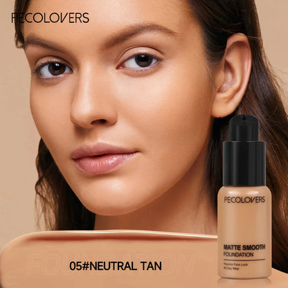 PECOLOVERS Matte Finish Liquid Foundation - Oil-Control, Waterproof, Full Coverage Concealer for All Skin Tones Beauty World Shop
