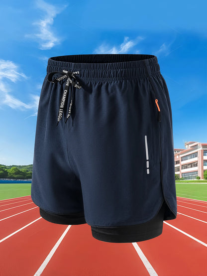 Summer Men Running Shorts Fitness Gym Training 2 in 1 Sports Shorts Quick Dry WorkoutJogging Double Deck Shorts Beauty World Shop