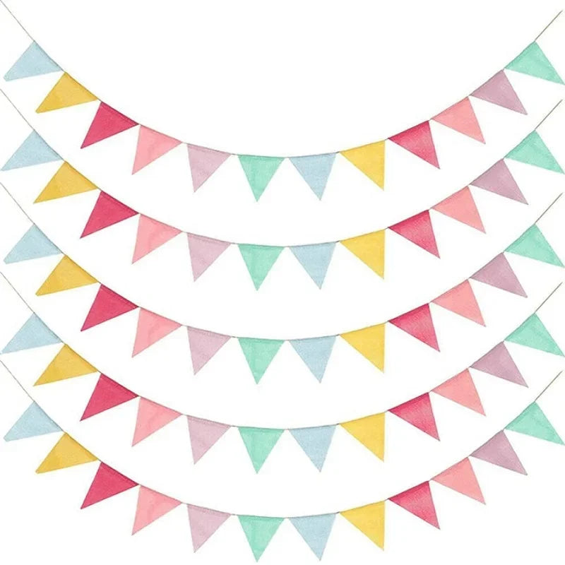Colourful Jute Linen Pennant Flags Festival Bunting Banners Party Hanging Wedding Hanging Banner Party Garland for Home Decor Beauty World Shop